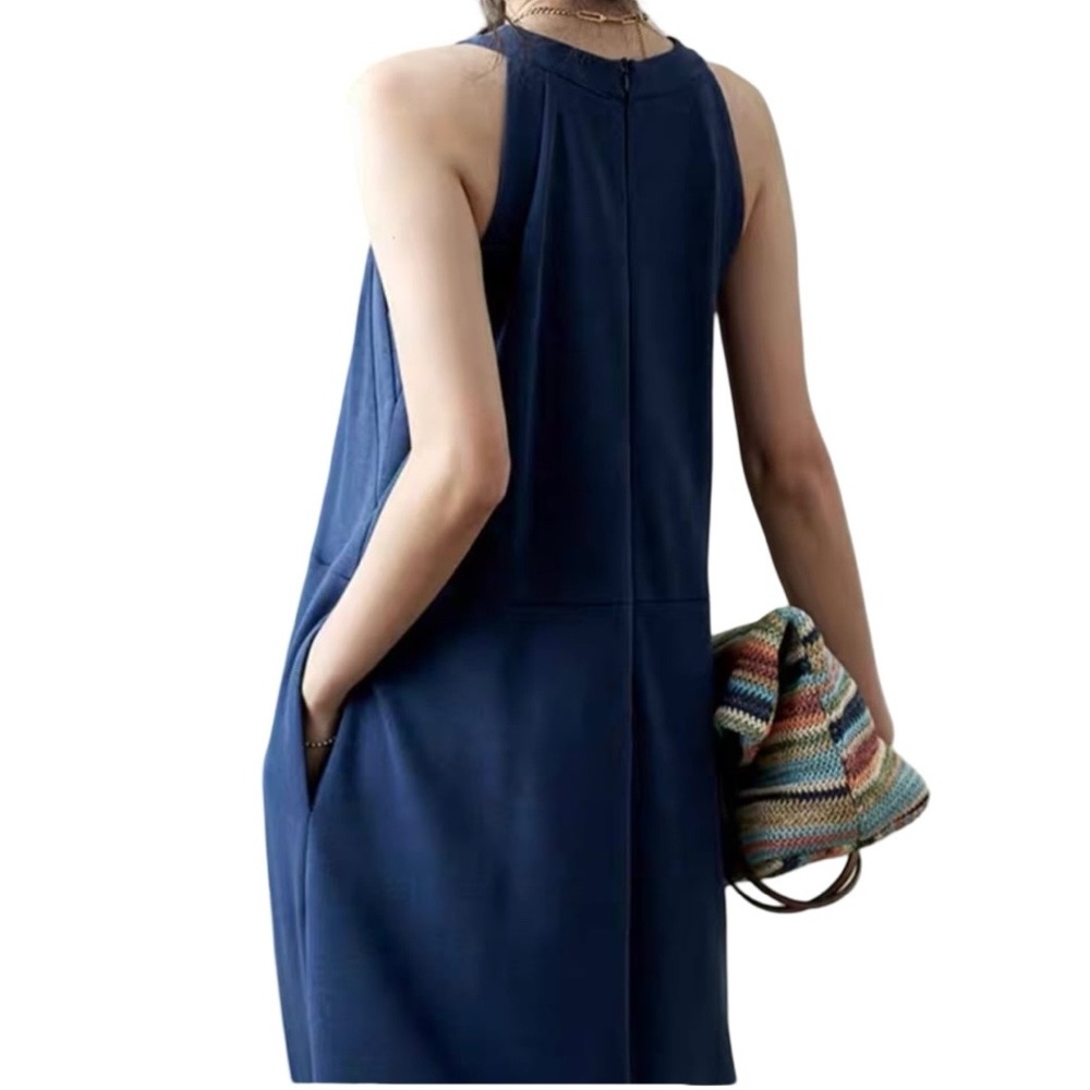 EUC Finders Keepers Navy Blue Dress L Pockets